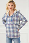 Plaid Long Sleeve Buttoned Hoodie Blouses - Tophatter Daily Deals