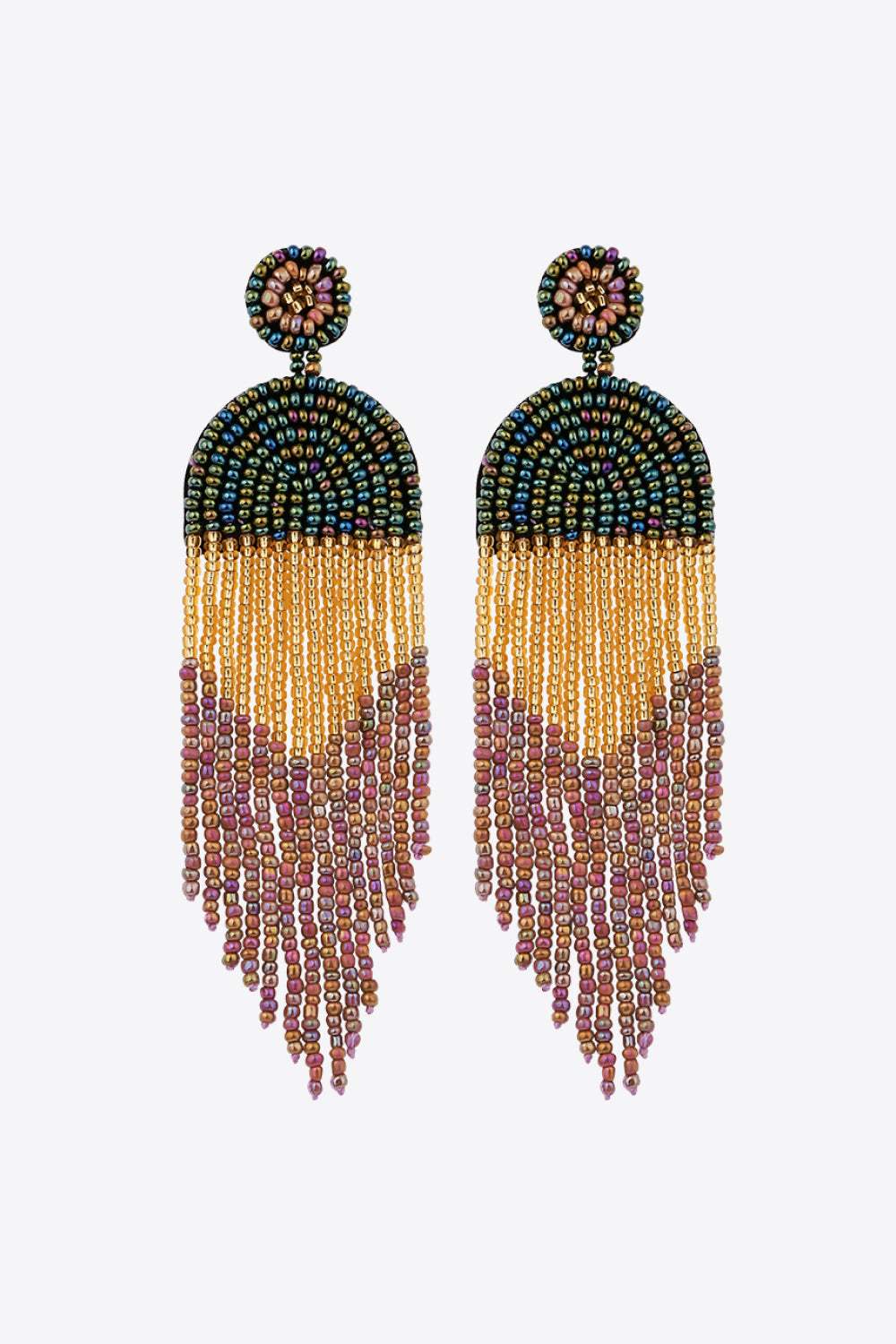 Beaded Fringe Dangle Earrings Earrings - Tophatter Daily Deals