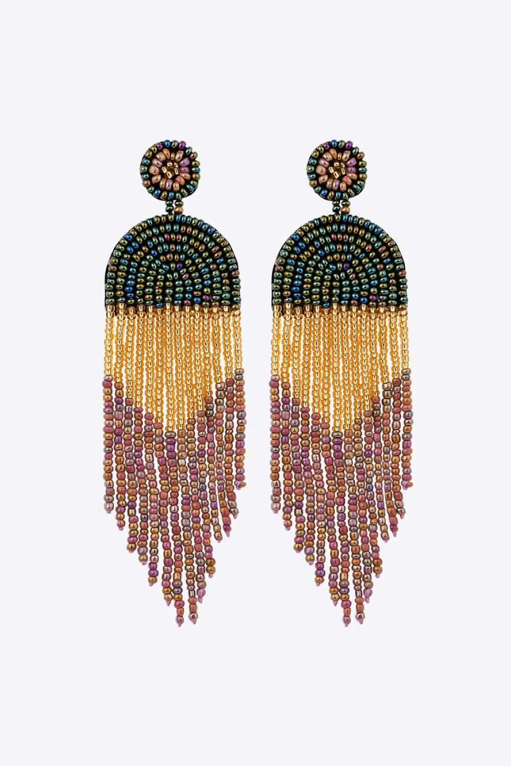 Beaded Fringe Dangle Earrings Earrings - Tophatter Daily Deals