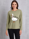 Goose Graphic Round Neck Long Sleeve T-Shirt Women's T-Shirts - Tophatter Daily Deals