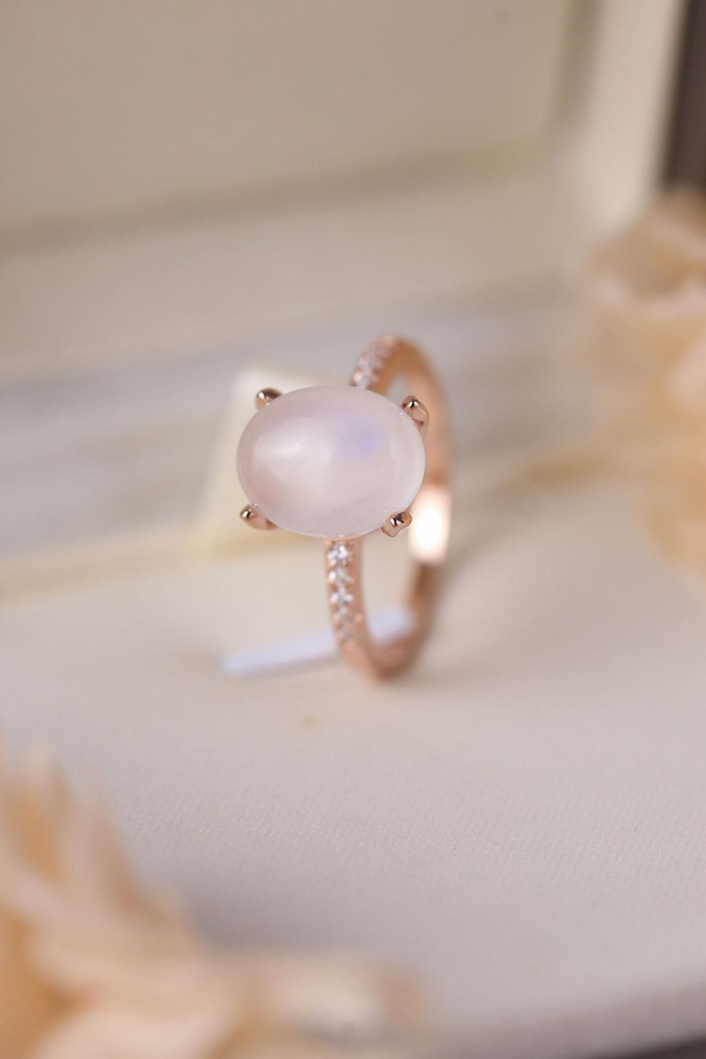 Natural Moonstone and Zircon Three-Piece Ring Set Moonstone - Tophatter Daily Deals