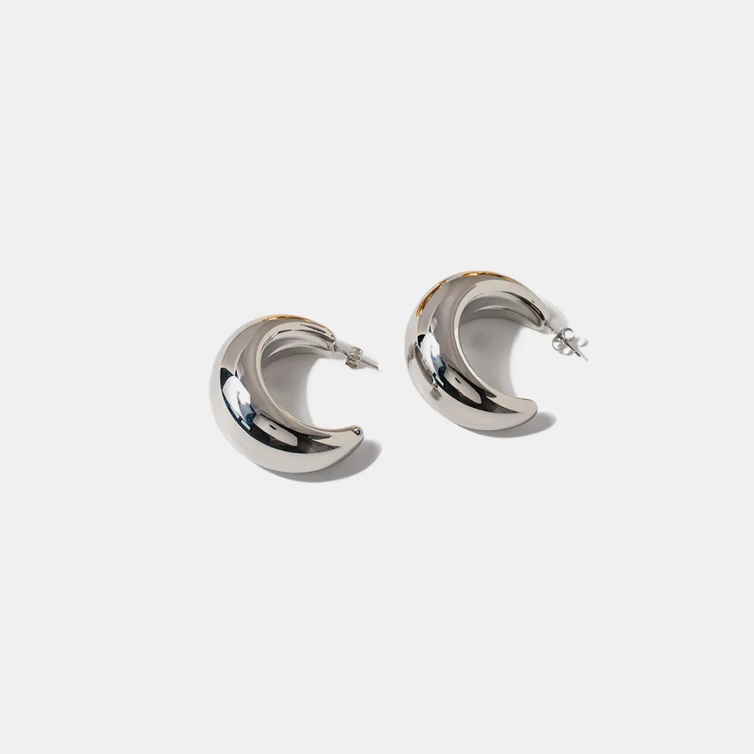 18K Gold-Plated Moon Crescent Earrings Silver One Size Earrings - Tophatter Daily Deals