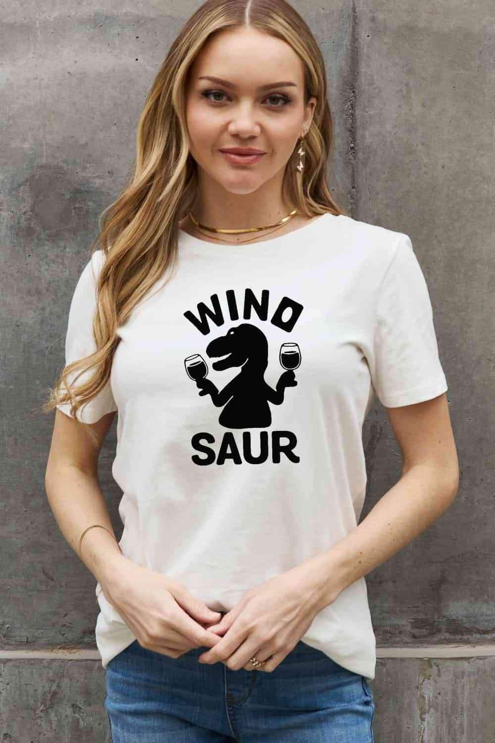 Simply Love Full Size WINOSAUR Graphic Cotton T-Shirt Women's T-Shirts - Tophatter Daily Deals