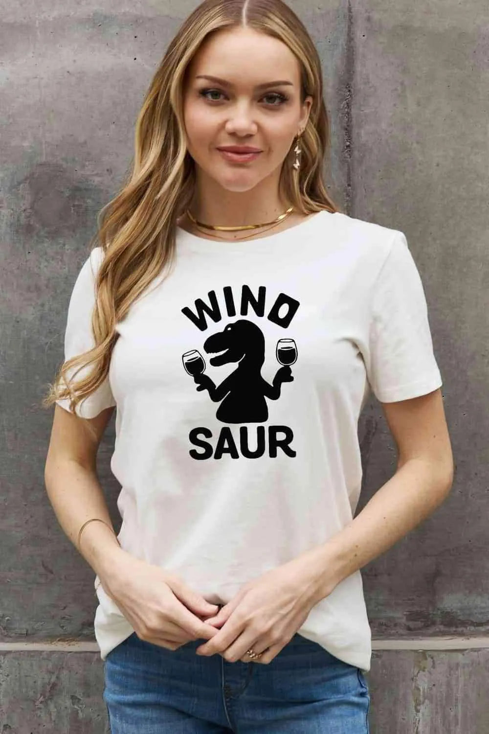 Simply Love Full Size WINOSAUR Graphic Cotton T-Shirt Women's T-Shirts - Tophatter Daily Deals