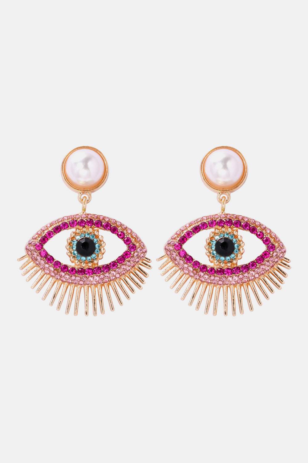 Evil Eye Shape Rhinestone Zinc Alloy Synthetic Dangle Earrings Carnation Pink One Size Earrings - Tophatter Daily Deals