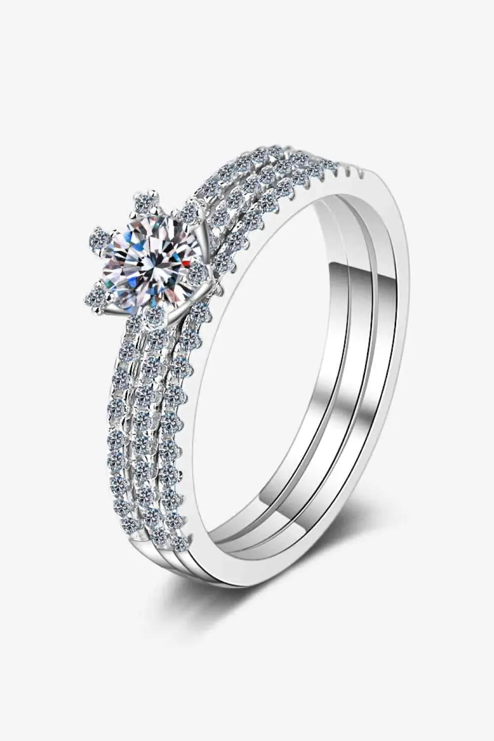 Moissanite 925 Sterling Silver Ring Set Moissanite - Tophatter Daily Deals