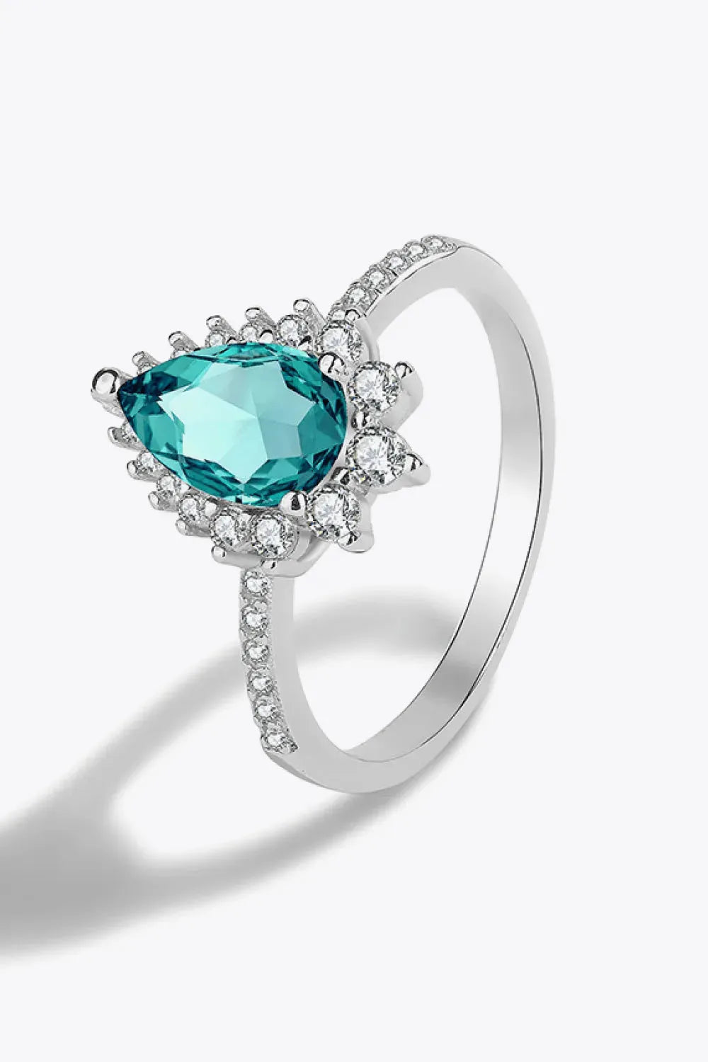 Paraiba Blue Zircon Pear Shape Ring Silver Rings - Tophatter Daily Deals