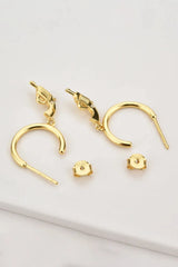 925 Sterling Silver C-Hoop Gun Drop Earrings Earrings - Tophatter Daily Deals