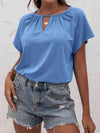 Cutout Round Neck T-Shirt Blouses - Tophatter Daily Deals