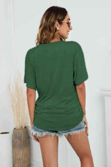 V-Neck Side Ruched Tee Women's T-Shirts - Tophatter Daily Deals