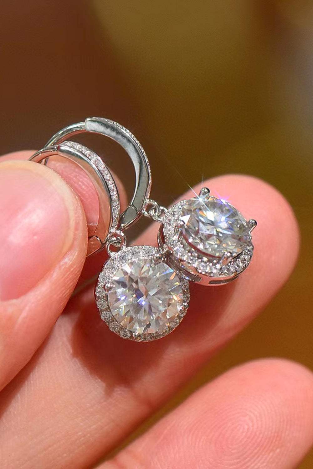 2 Carat Moissanite Round Drop Earrings Moissanite - Tophatter Daily Deals