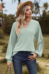 Notched Neck Raglan Sleeve Blouse Gum Leaf Blouses - Tophatter Daily Deals