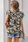 Camouflage Flutter Sleeve T-Shirt Blouses - Tophatter Daily Deals