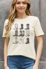 Simply Love Simply Love Full Size Cowboy Boots Graphic Cotton Tee - Tophatter Daily Deals