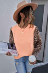 Leopard Puff Sleeve Spliced Top Blouses - Tophatter Daily Deals