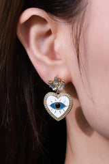 Evil Eye Heart-Shaped Drop Earrings Heart One Size Earrings - Tophatter Daily Deals