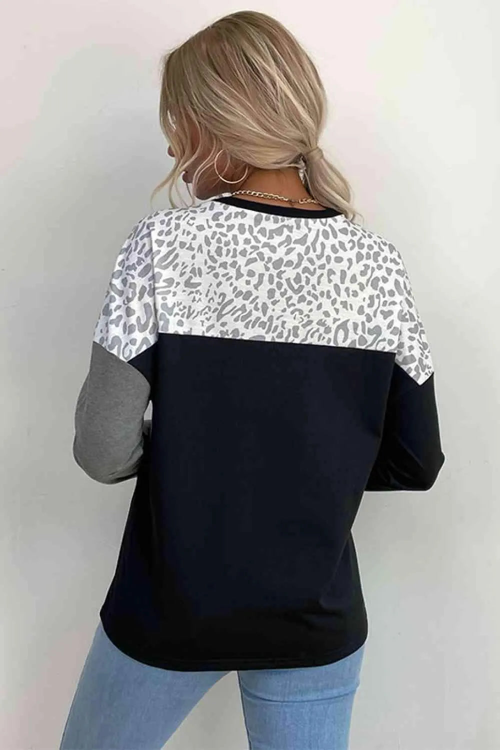 Leopard Color Block Pullover Women's T-Shirts - Tophatter Daily Deals