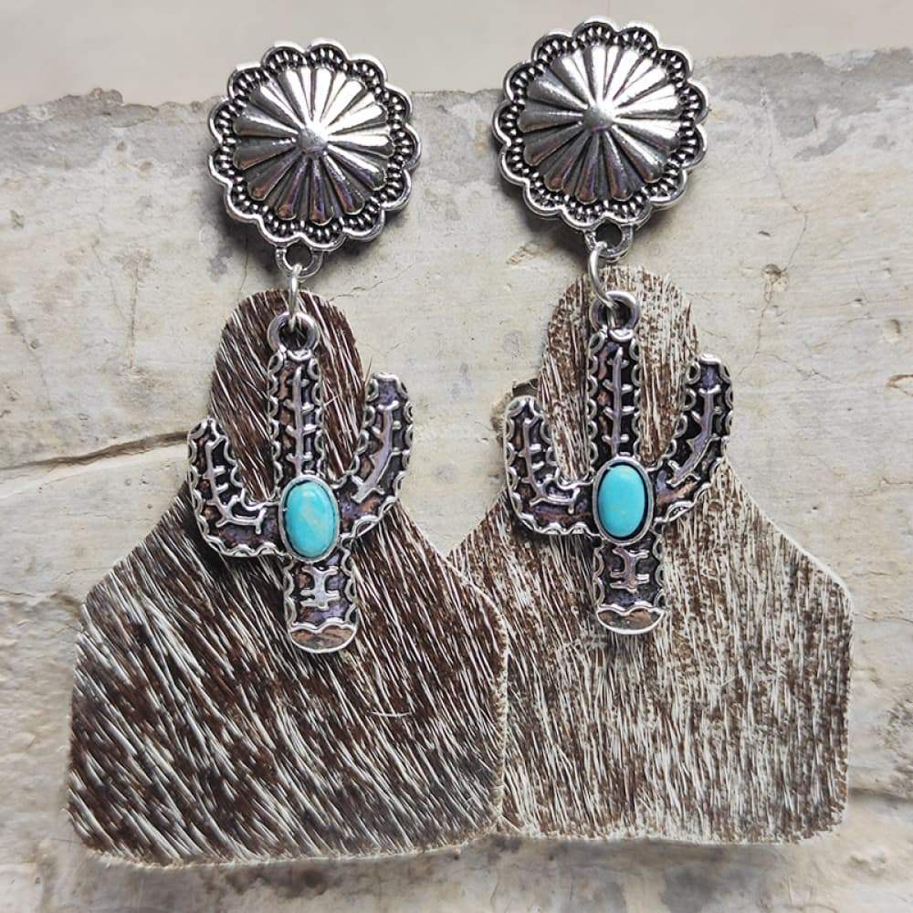 Turquoise Decor Cactus Alloy Earrings Style G One Size Earrings - Tophatter Daily Deals