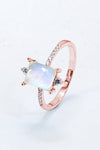 925 Sterling Silver Square Moonstone Ring - Tophatter Shopping Deals