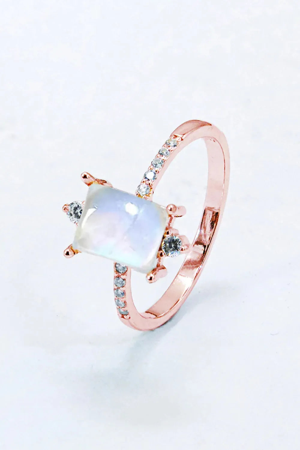 925 Sterling Silver Square Moonstone Ring Moonstone - Tophatter Daily Deals