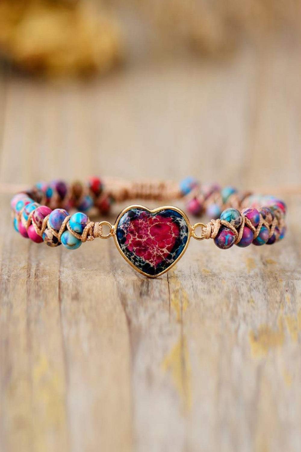 Handmade Heart Shape Natural Stone Bracelet Fuchsia One Size Bracelets - Tophatter Daily Deals