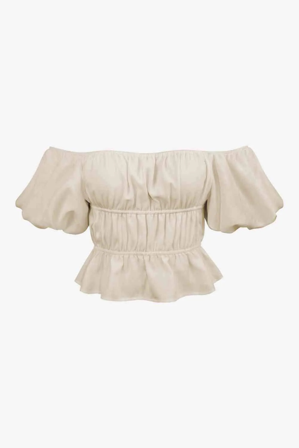 Square Neck Balloon Sleeve Cropped Blouse Blouses - Tophatter Daily Deals