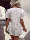 Tied Decorative Buttons Short Puff Sleeve Blouse - Uncle Tophatter Offers Only The Best Deals And Didcounts