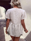 Tied Decorative Buttons Short Puff Sleeve Blouse Blouses - Tophatter Daily Deals