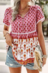 Bohemian Tie Neck Buttoned Blouse Blouses - Tophatter Daily Deals