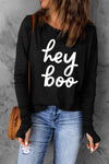 HEY BOO Graphic Round Neck T-Shirt Black Women's T-Shirts - Tophatter Daily Deals