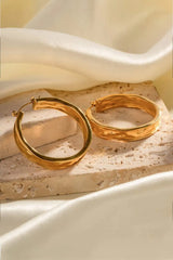 Hammered Stainless Steel Hoop Earrings Earrings - Tophatter Daily Deals