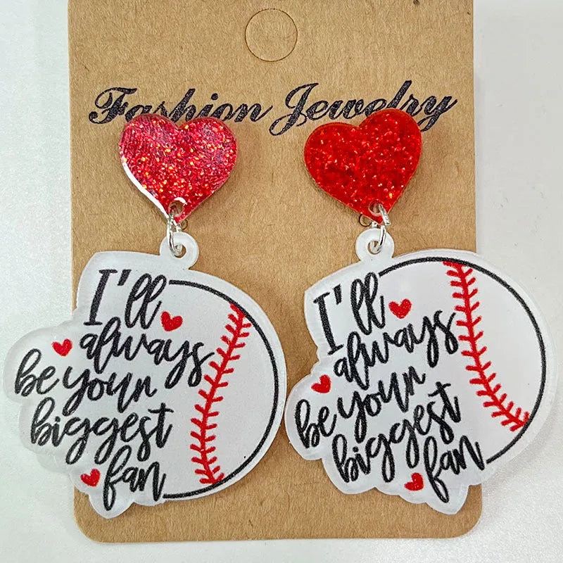 Heart Shape Sports Theme Acrylic Dangle Earrings Style E One Size Earrings - Tophatter Daily Deals