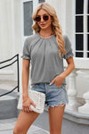 Round Neck Flounce Sleeve T-Shirt Women's T-Shirts - Tophatter Daily Deals