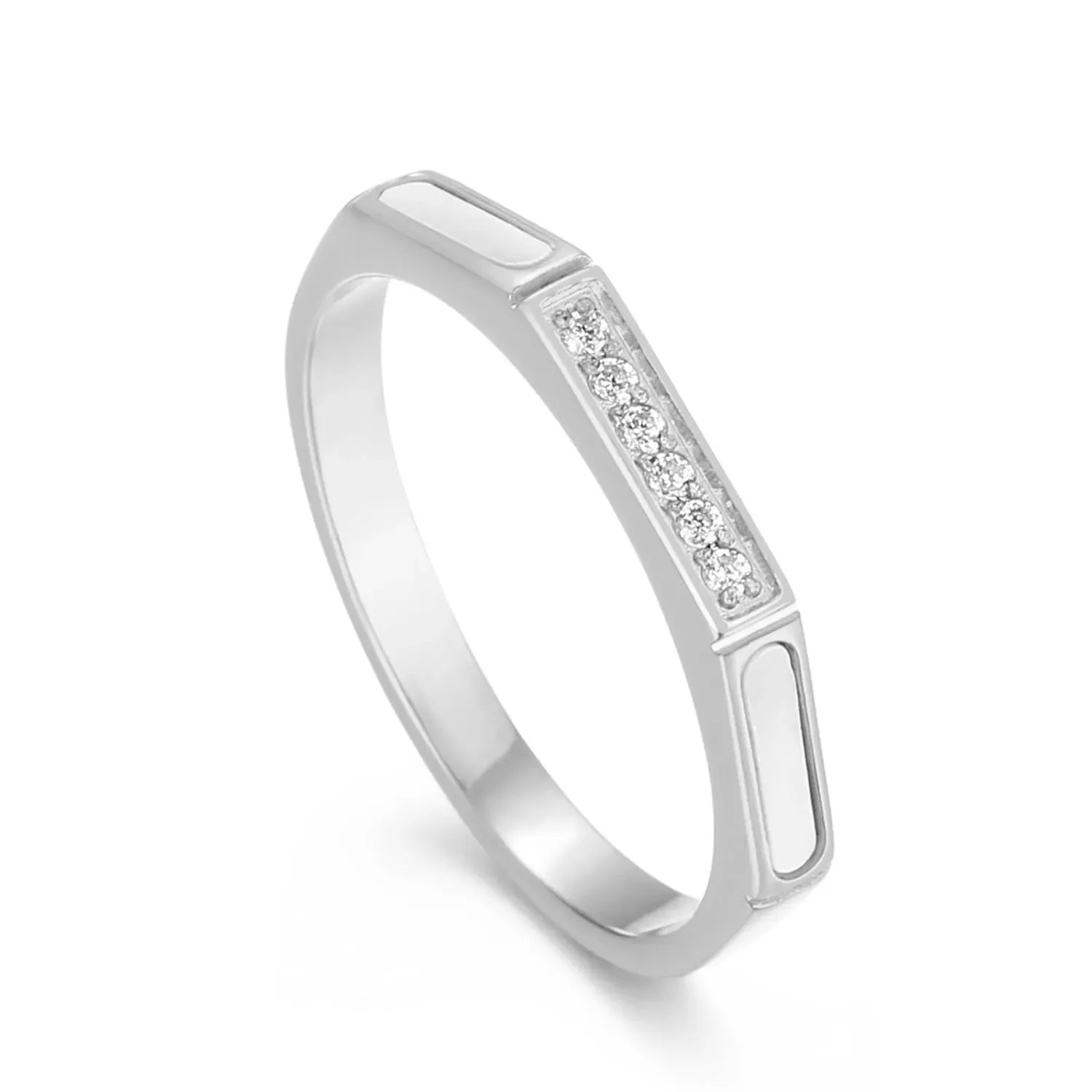 Stainless Steel Inlaid Zircon Ring Rings - Tophatter Daily Deals