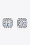 925 Sterling Silver Inlaid 2 Carat Moissanite Square Stud Earrings - Tophatter Deals