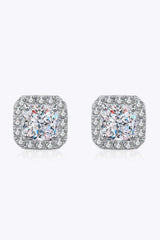 925 Sterling Silver Inlaid 2 Carat Moissanite Square Stud Earrings Moissanite - Tophatter Daily Deals