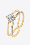 Moissanite 18K Gold-Plated Double-Layered Ring Gold Moissanite - Tophatter Daily Deals