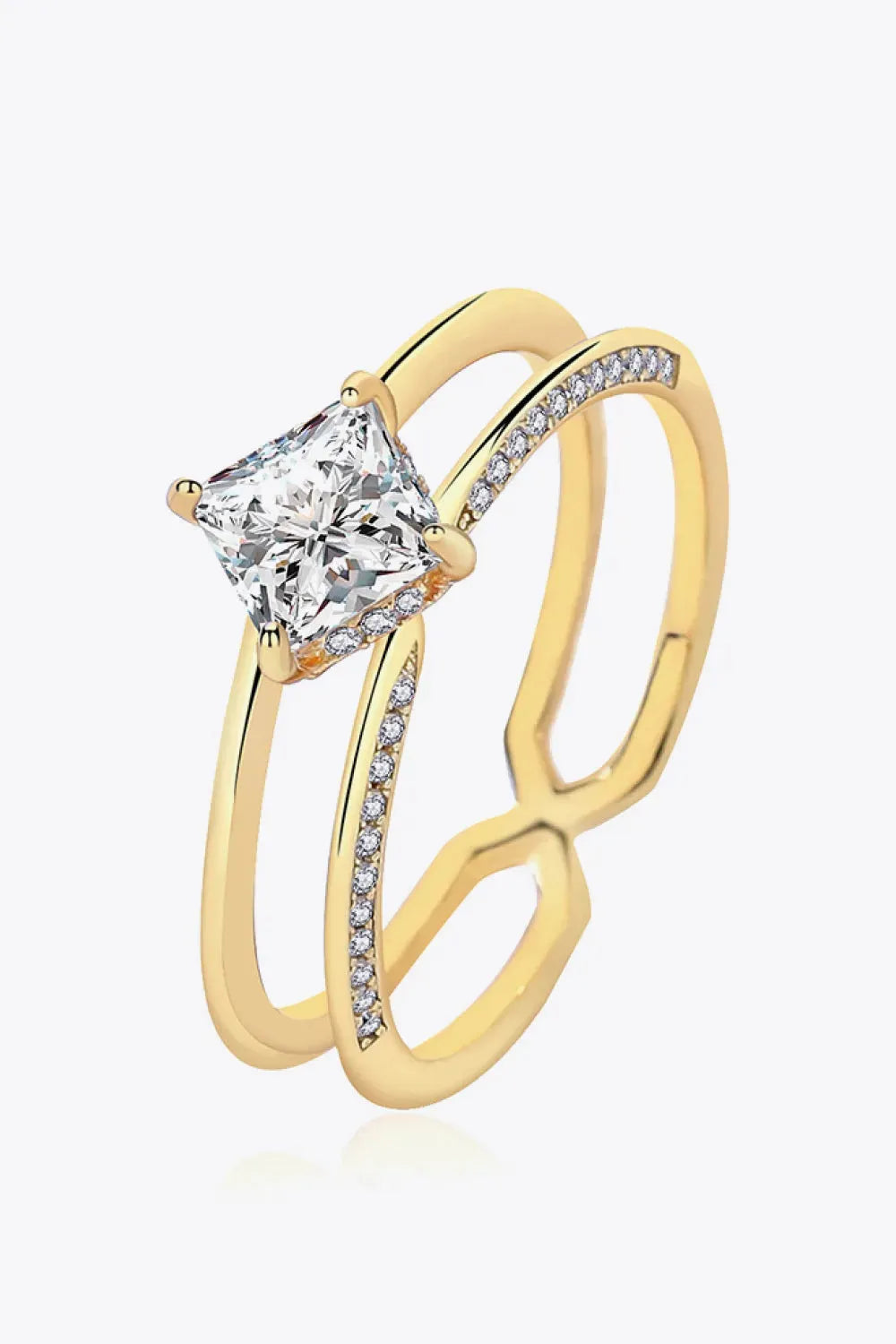 Moissanite 18K Gold-Plated Double-Layered Ring Gold Moissanite - Tophatter Daily Deals