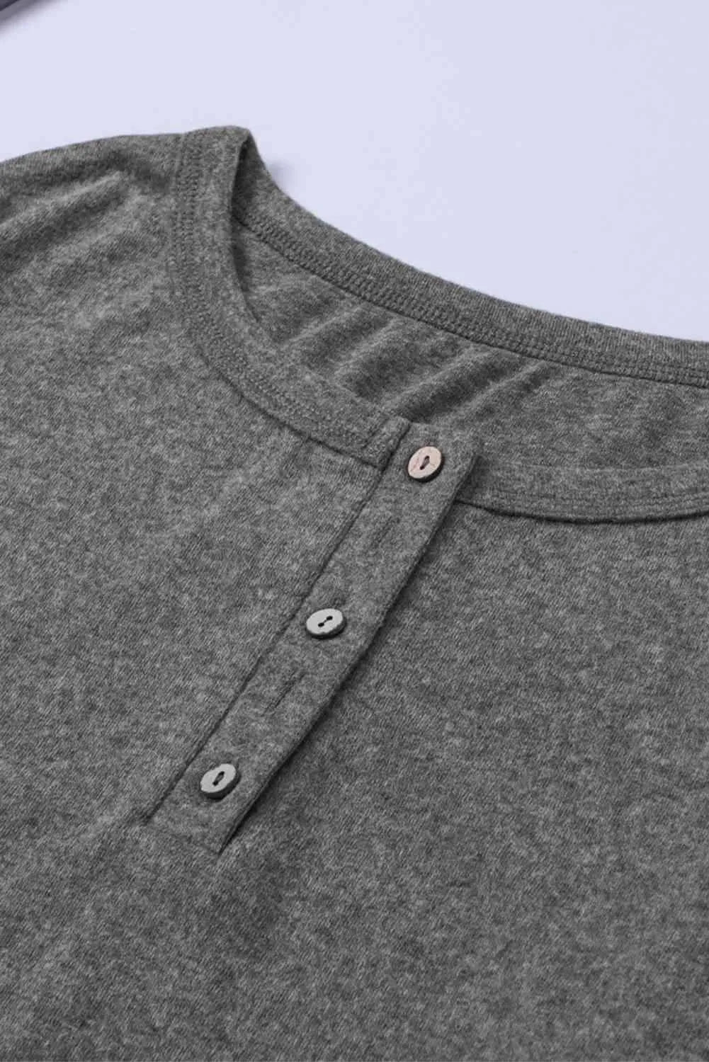 Long Sleeve Henley Top Blouses - Tophatter Daily Deals