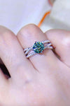 1 Carat Moissanite Contrast 925 Sterling Silver Ring Light Green Moissanite - Tophatter Daily Deals