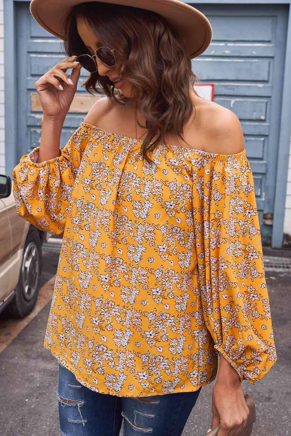 Off-Shoulder Balloon Sleeve Top Blouses - Tophatter Daily Deals