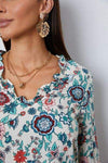 Floral Notched Long Sleeve Blouse Blouses - Tophatter Daily Deals