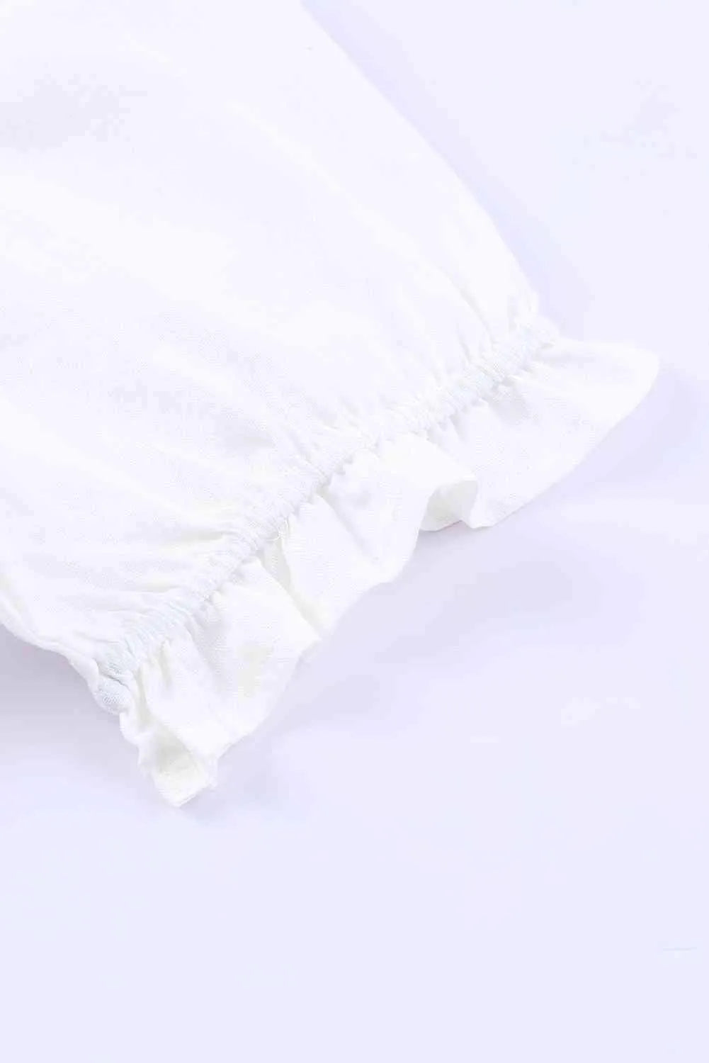 Embroidered Notched Neck Flounce Sleeve Top Blouses - Tophatter Daily Deals