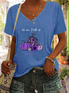 Full Size Pumpkin Graphic V-Neck T-Shirt Cobalt Blue Women's T-Shirts - Tophatter Daily Deals