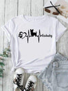 Graphic Round Neck Short Sleeve T-Shirt White Women's T-Shirts - Tophatter Daily Deals