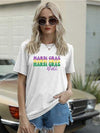 Full Size MARDI GRAS Y'ALL Round Neck T-Shirt White Women's T-Shirts - Tophatter Daily Deals