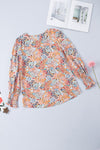 Floral Print Long Puff Sleeve Blouse - Tophatter Deals