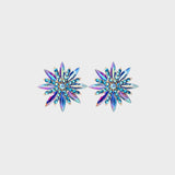 Flower Shape Rhinestone Alloy Stud Earrings Royal Blue One Size Earrings - Tophatter Daily Deals