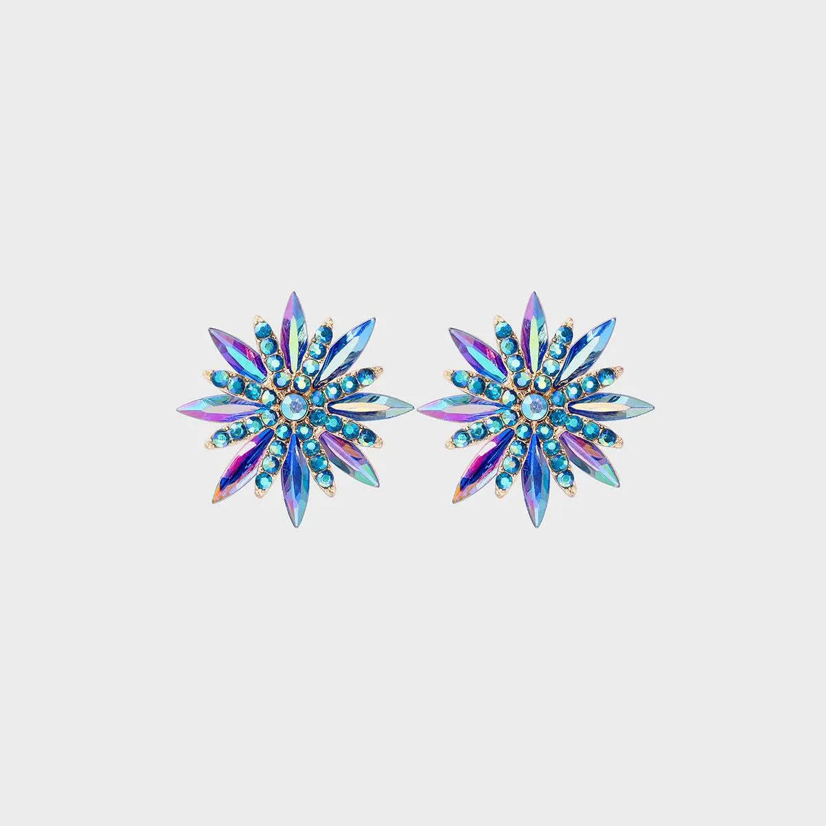 Flower Shape Rhinestone Alloy Stud Earrings Royal Blue One Size Earrings - Tophatter Daily Deals
