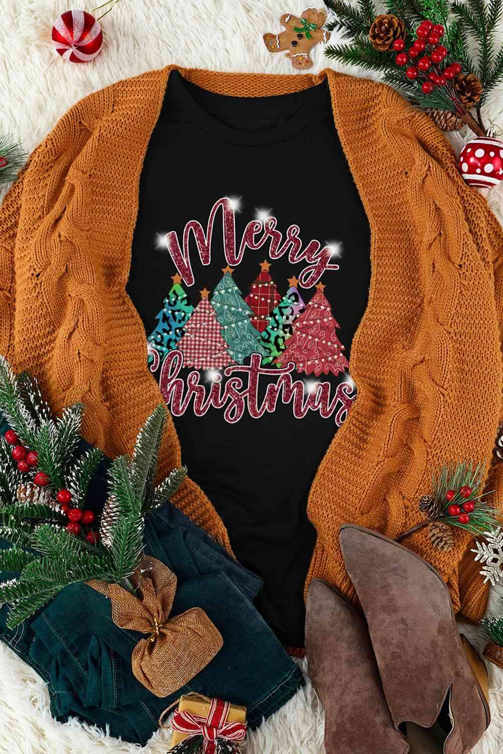 MERRY CHRISTMAS Graphic T-Shirt Women's T-Shirts - Tophatter Daily Deals